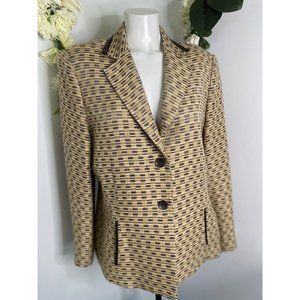 Virani White Label Vintage Women’s Jacket Faux Leather Trim Wool Blend‎ Size 12